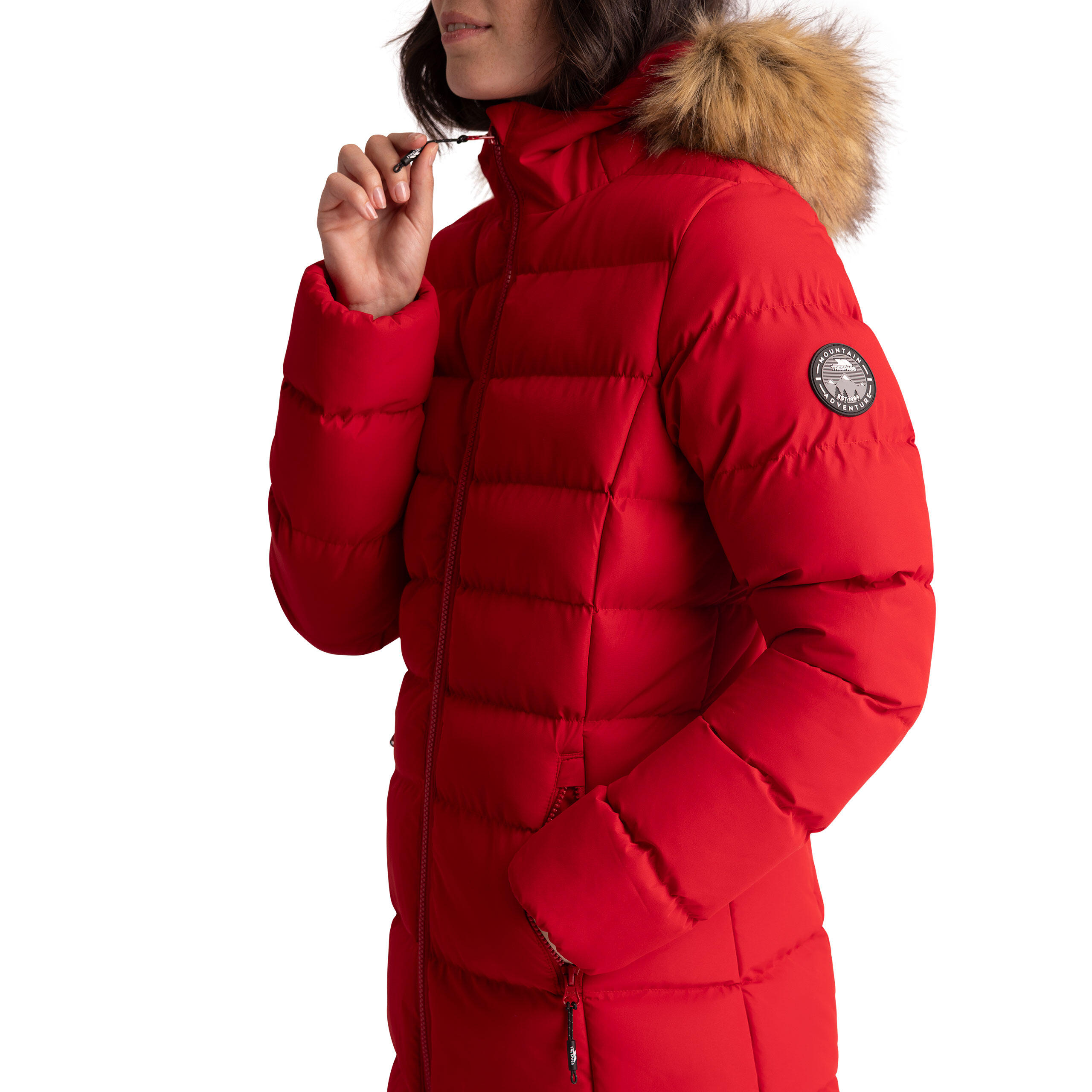 Women's Waterproof Padded Jacket with Grown-On Hood and Faux Fur Trim  Audible | Decathlon