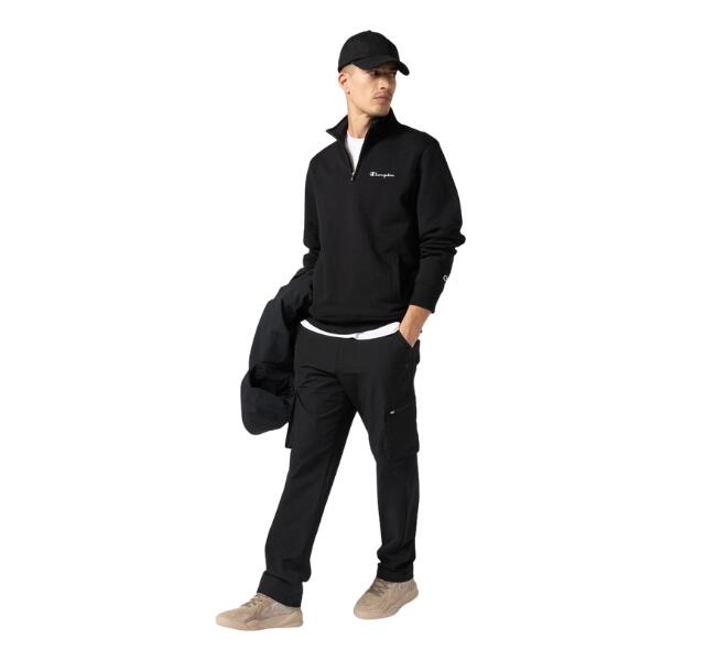 CHAMPION 221797 KK001 – Camisola masculina Icons preta com meio fecho e forro in 3/4