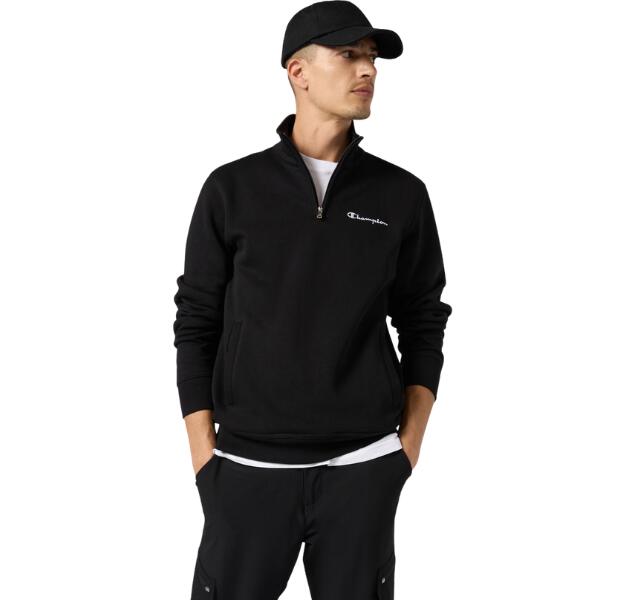 CHAMPION 221797 KK001 – Camisola masculina Icons preta com meio fecho e forro in 1/4