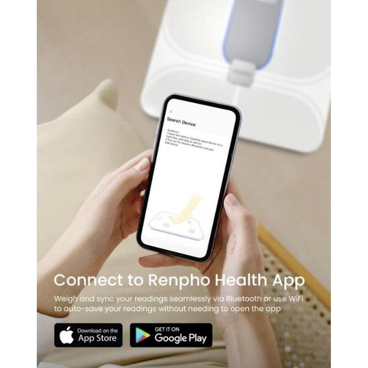Renpho Pèse-personne Intelligent ELIS ASPIRE C WiFi Bluetooth Verre Blanc 3/4