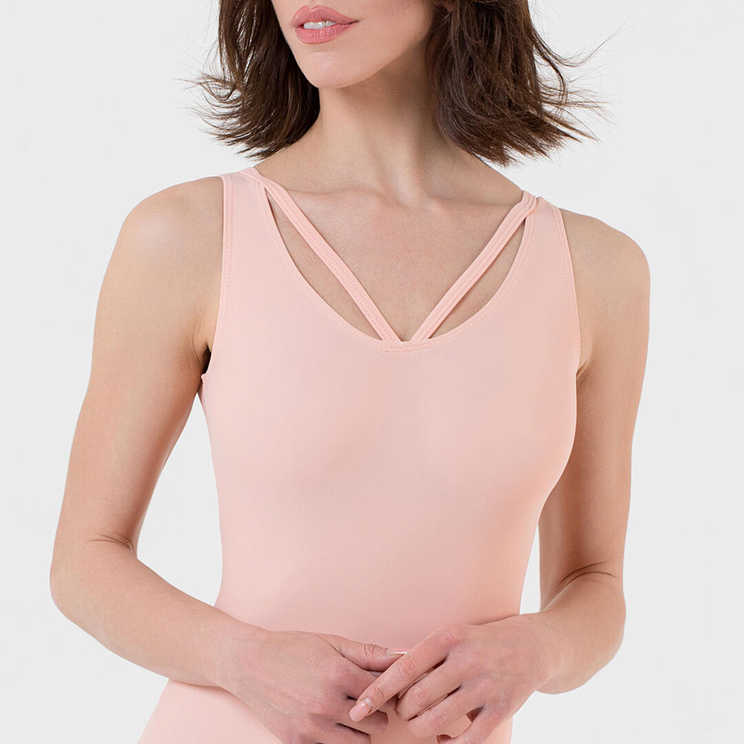Jumpsuit corta donna lycra lucida per allenamento e tempo libero Rosa Chiaro 4/5