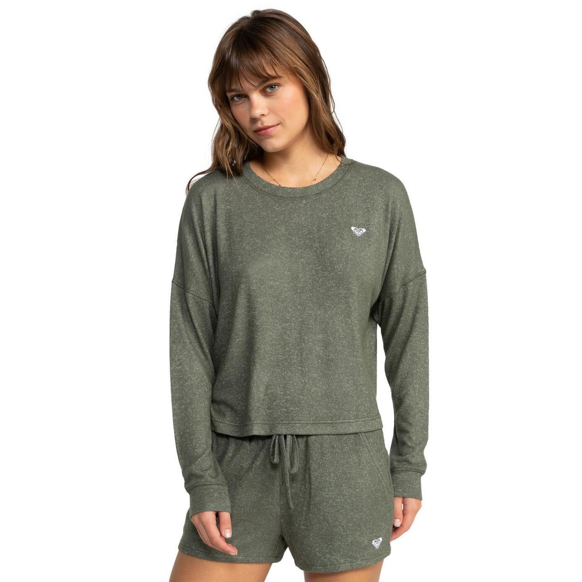 Roxy - Haut Manches Longues Saturdaze Cosy Vert Femme - Pull - Vert - Decathlon
