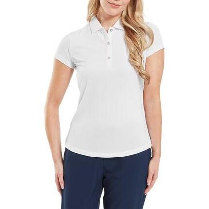 Polo de golf Footjoy à manches courtes en fil d'Écosse pour femme, blanc