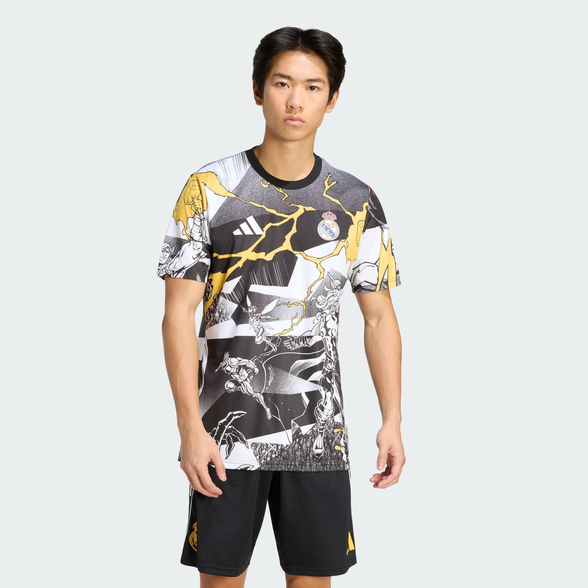 Adidas - Maillot D'Avant-match Adidas Real Madrid Avengers 25/26 - Maillot Manches Courtes - Blanc|jaune|noir - Decathlon