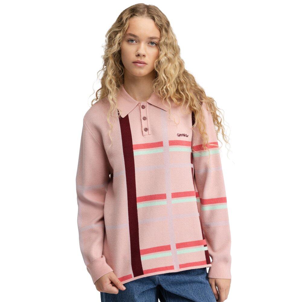 Women 's long sleeve knit polo shirt Verelle-W Pink Pink