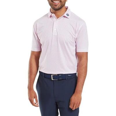 Polo Golf Footjoy Wiggle Print Lisle Hombre Blanco y Rosa
