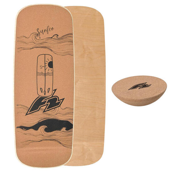 F2 Set Kork Balance Board Pill Flat Shape 83x29cm + Halbkugel