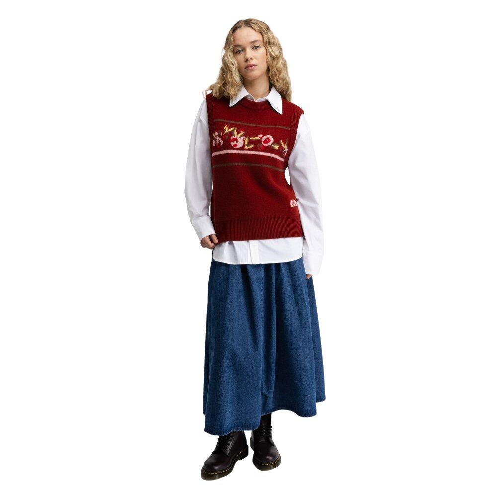 Damen woll-strickweste Briar-W Cherry Rot 3/6