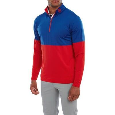 Maglia da golf Footjoy Colour Block Midlayer da uomo blu e rossa