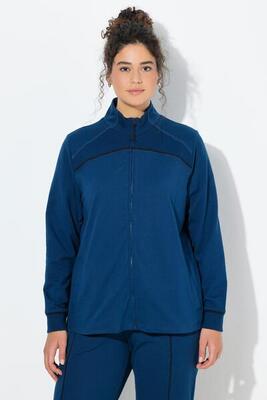 Dames sweatvest geribbelde inzetstukken opstaande kraag lange mouw