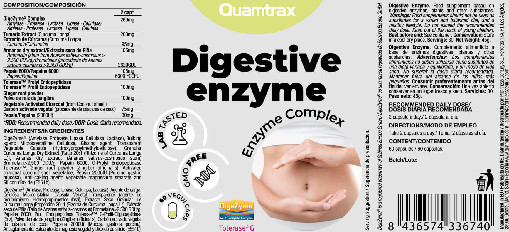 Enzimi digestivi - 60 Capsule Quamtrax 2/3
