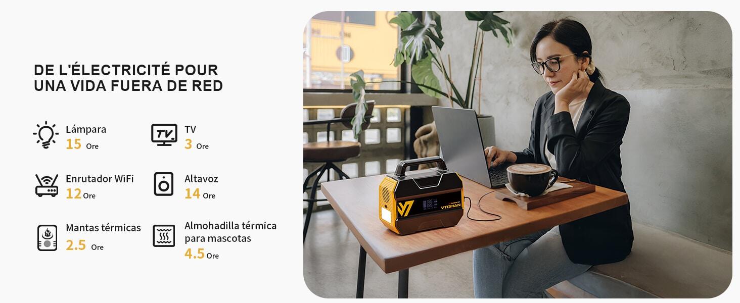 Batería Portátil VTOMAN FlashSpeed 300W(Pico 600W)para camping, pesca, outdoor. 2/7