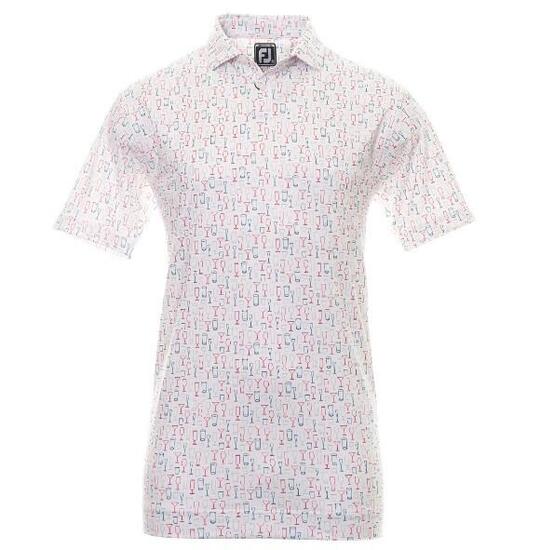 Polo da golf da uomo bianca Footjoy con stampa effetto vetro