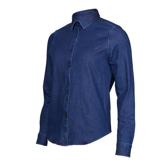 Camicia classica casual da donna in denim P-BLUE JEAN W in denim blu scuro