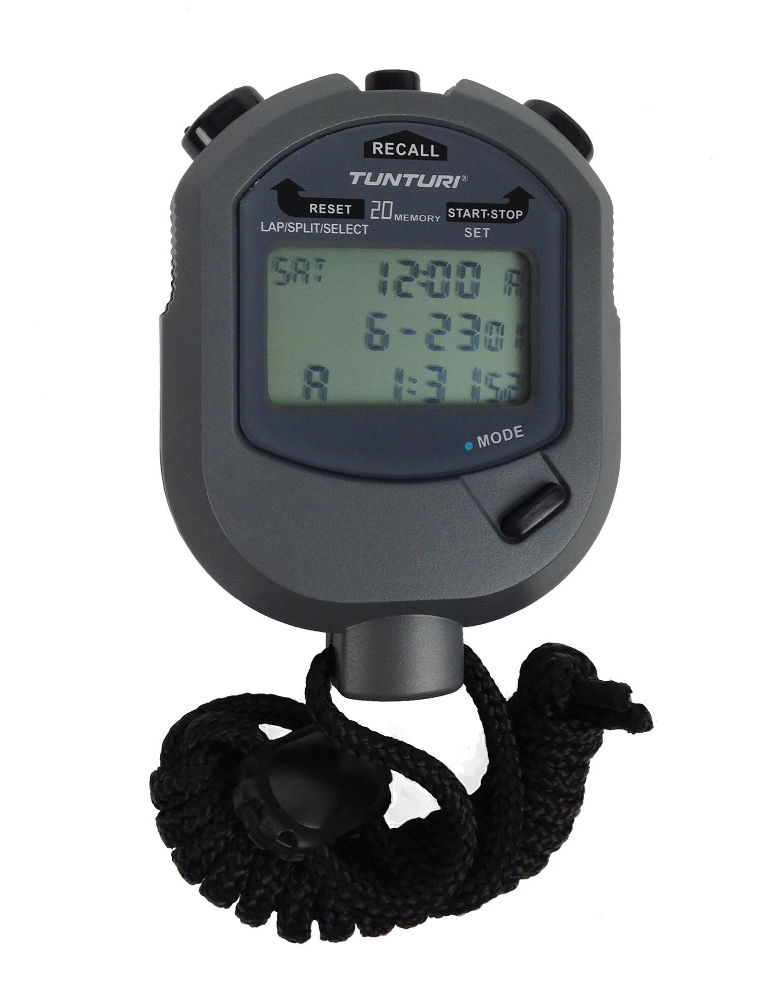 TUNTURI Cronometro Tunturi 20 memorie grigio scuro impermeabile 1/1000s