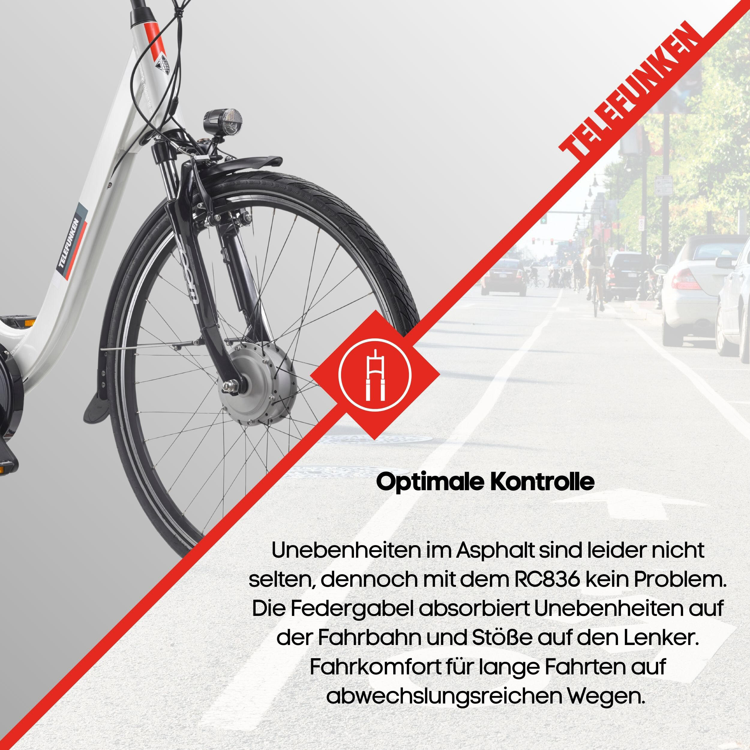 E-Bike RC836 28 Zoll 3-Gang Pedelec City Elektrofahrrad Herren Damen weiß 7/7