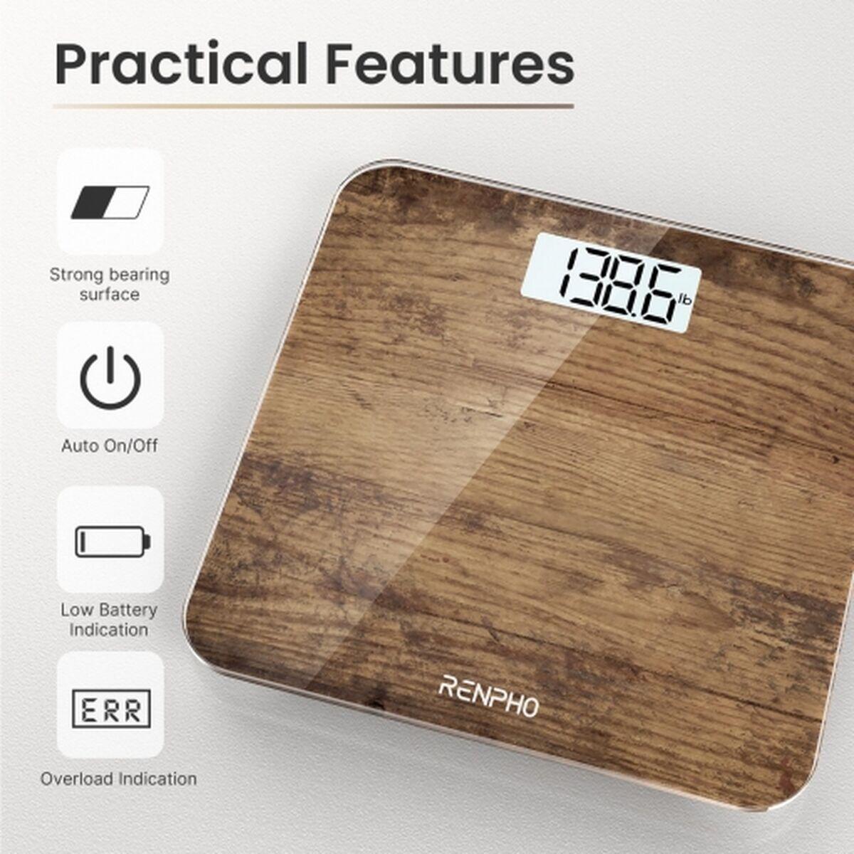 Renpho Pèse-personne numérique CORE 1S marron, écran LED, antidérapant 5/5