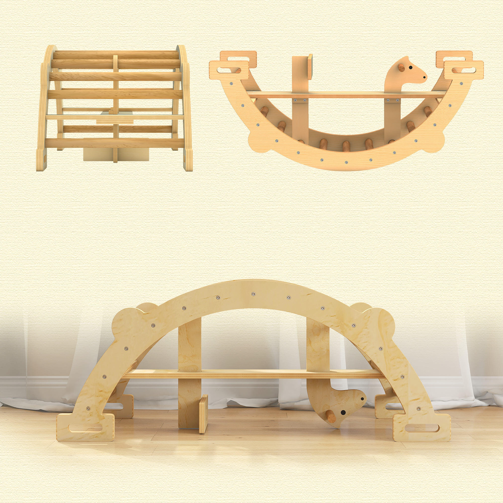 Arco de Escalada AIYAPLAY 110x52x45 cm Madera Natural 3/5