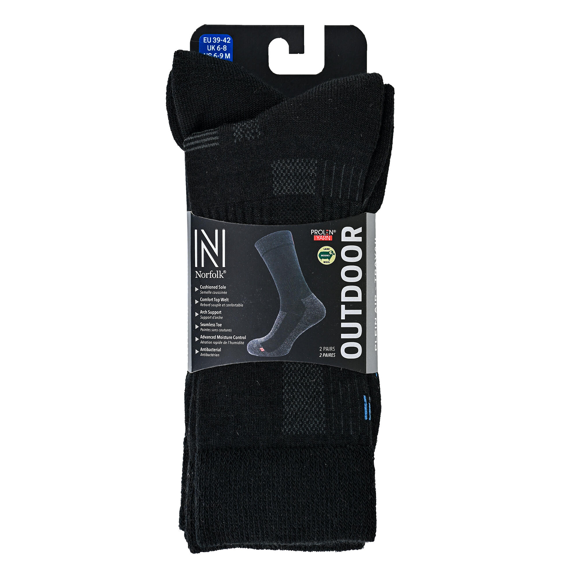 2 Paires - Chaussettes Randonnée 60% Laine Mérinos - Anti-Ampoules Leonardo 5/5