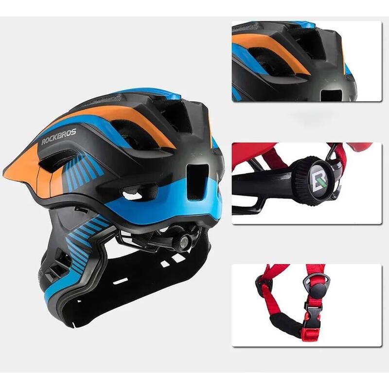 Cască full-face Rockbros pentru sport și ciclism, albastru, 48-52 cm.