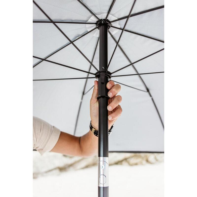 VirtuFit Umbrela de Plaja cu Paravan de Vant, 180x115 cm Gri