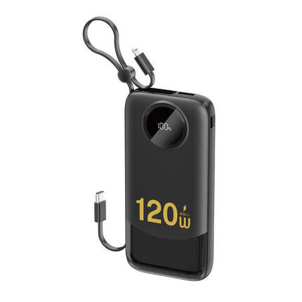 Batterij extern Dudao K13 10000 mAh ingebouwde kabel - Zwart