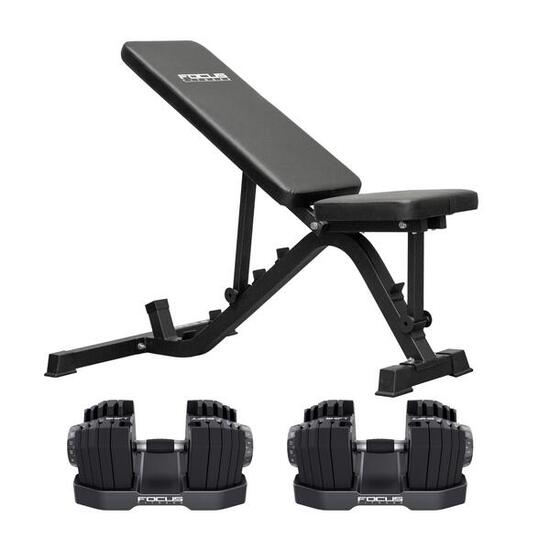 Banc d’entraînement Force 8 – Avec haltères réglables Shift – 2x24 kg