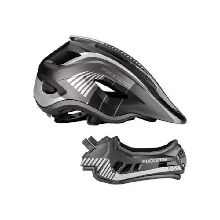 Casca copii Full Face RockBros gri, 48-52 cm, mandibulă detașabilă. 3/7