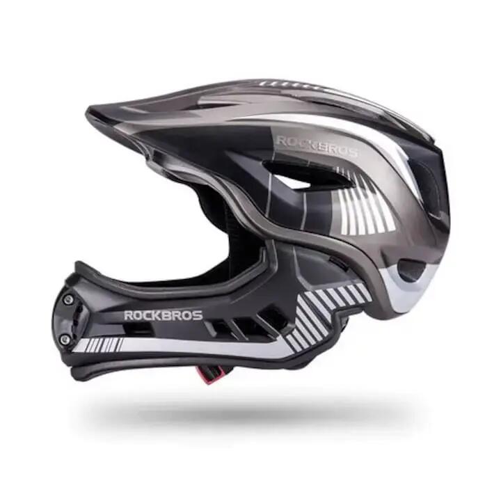 Casca copii Full Face RockBros gri, 48-52 cm, mandibulă detașabilă. 2/7