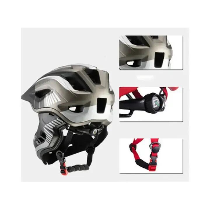 Casca copii Full Face RockBros gri, 48-52 cm, mandibulă detașabilă. 5/7
