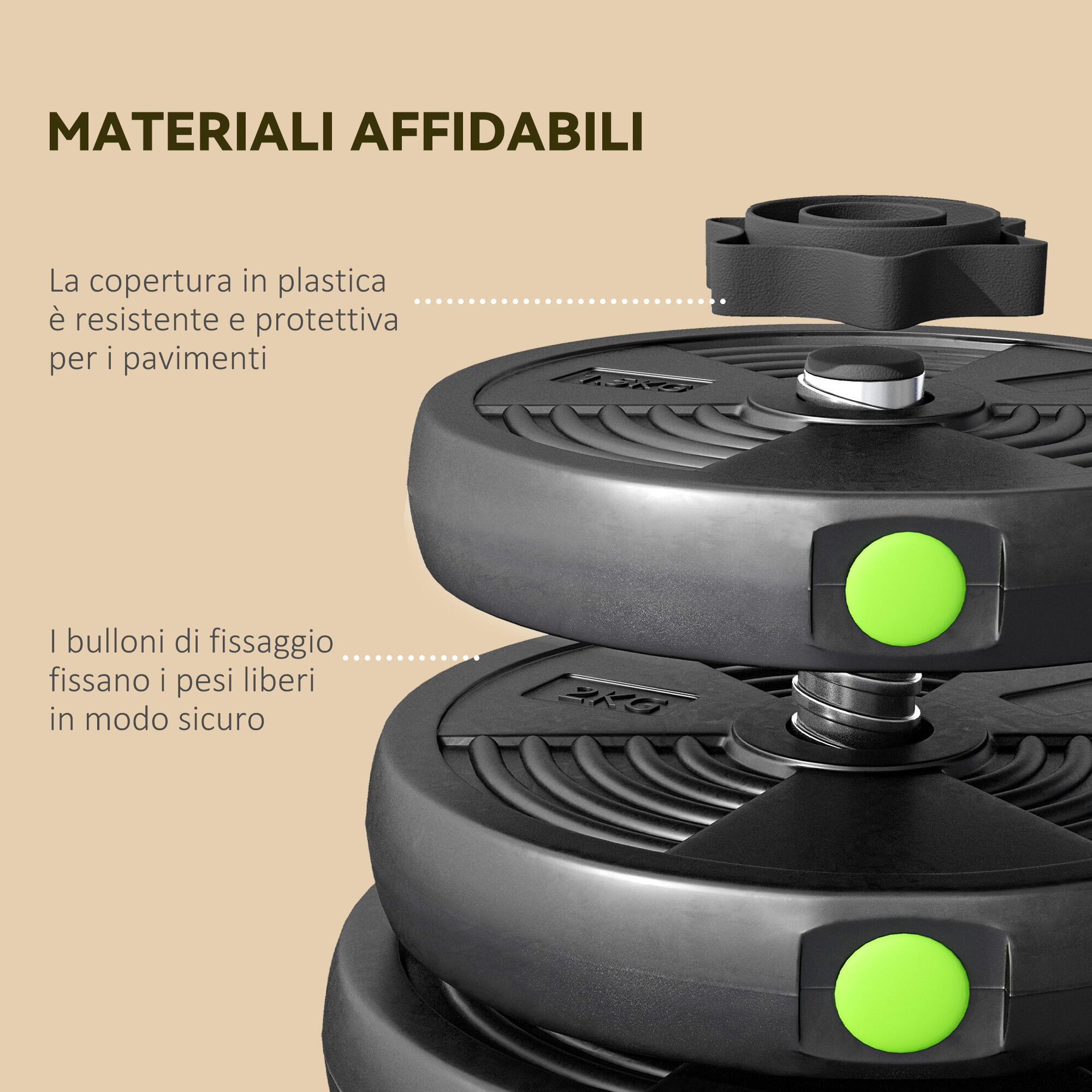 SPORTNOW Set 2 in1 con 2 Manubri Convertibili in Bilanciere Peso Totale 30kg 7/8