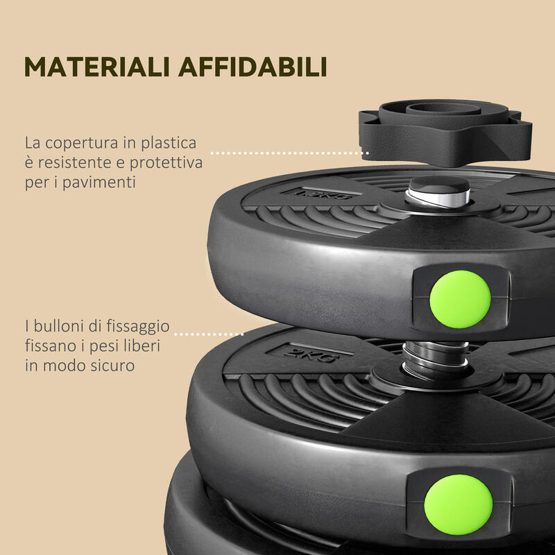 Set SPORTNOW 2 în 1 cu 2 gantere convertibile în bară Greutate totală 30 kg