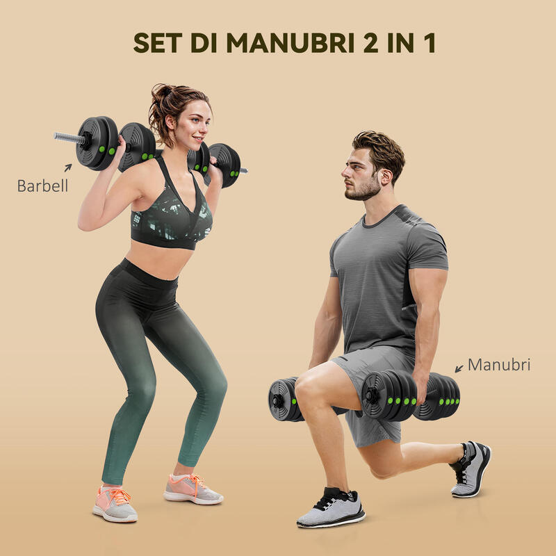 Set SPORTNOW 2 în 1 cu 2 gantere convertibile în bară Greutate totală 30 kg