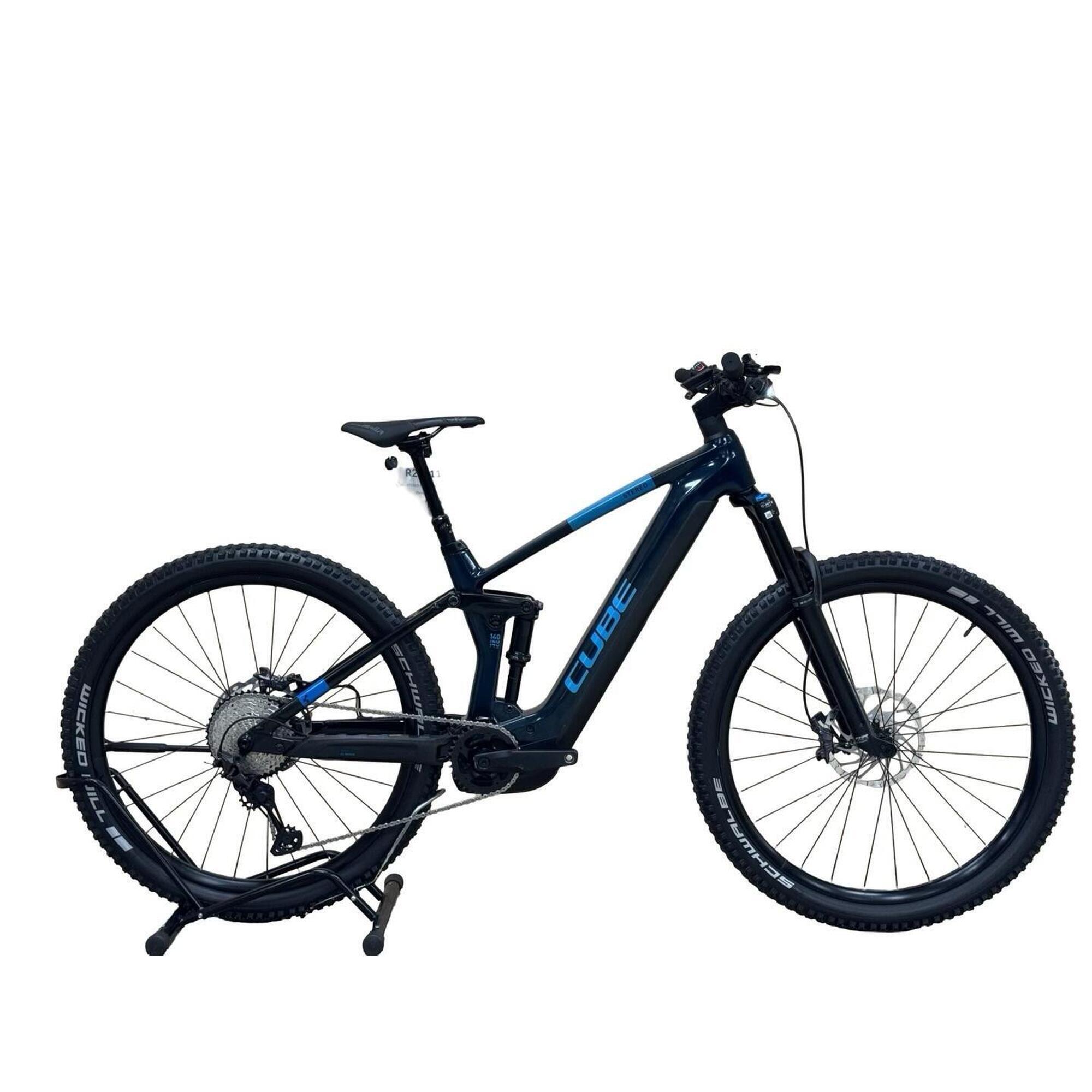 Cube - Reconditionné - Vtt Électrique Cube Stereo Hybrid 140 Hpc Slx 750 - Comme Neuf - Vélo Tout Terrain - Bleu|noir - Moyen - Decathlon