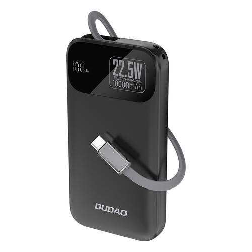 Dudao K31 10000 mAh 22.5 W PD with integrated cable - Black