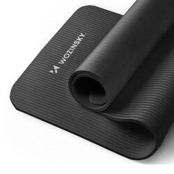 Tapis Wozinsky noir pour gym/yoga, 181x63x0,9 cm.