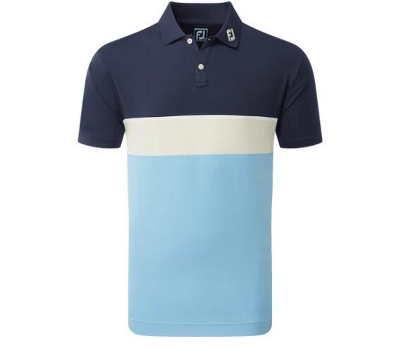 Polo da golf da uomo Footjoy Colour Lisle blu 3/4