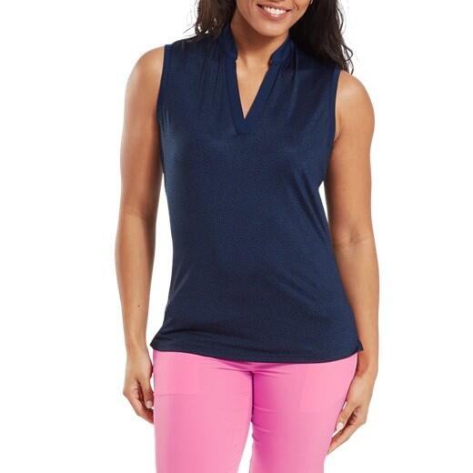 FOOTJOY Footjoy Animal Print Ärmelloses Lisle Damen Golf Polo Blau