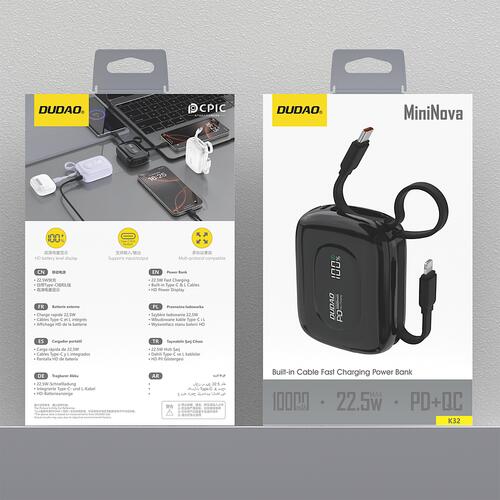 Batteria esterna Dudao K32 10000 mAh, USB-C/Lightning - Nero 7/7
