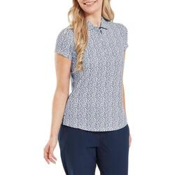 Polo de golf Footjoy à manches courtes et imprimé animal pour femme, bleu