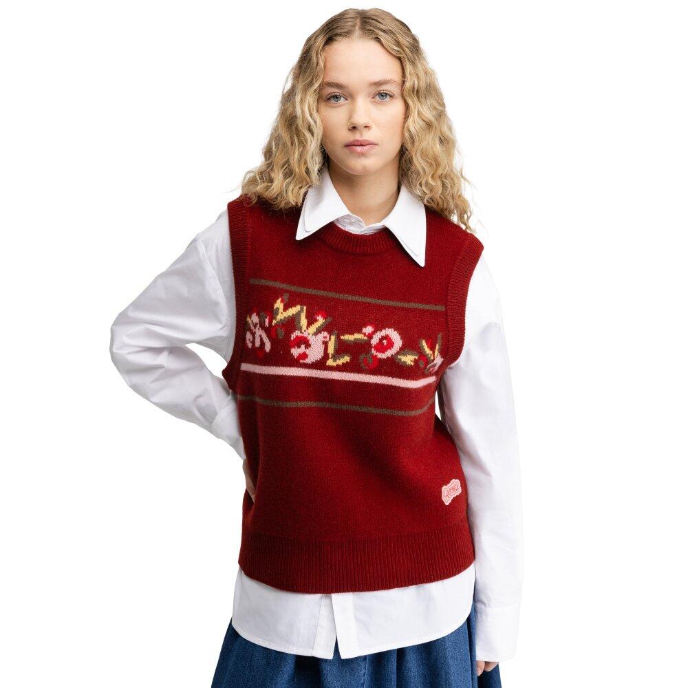 Women 's knit wool vest Briar-W Cherry Red