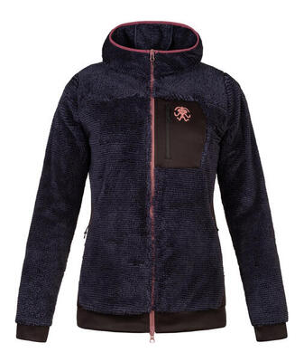 Felpa con cappuccio TARIFA da donna in pile spazzolato blu navy scuro aderente