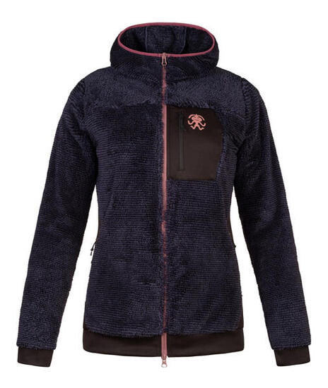 Felpa con cappuccio TARIFA da donna in pile spazzolato blu navy scuro aderente