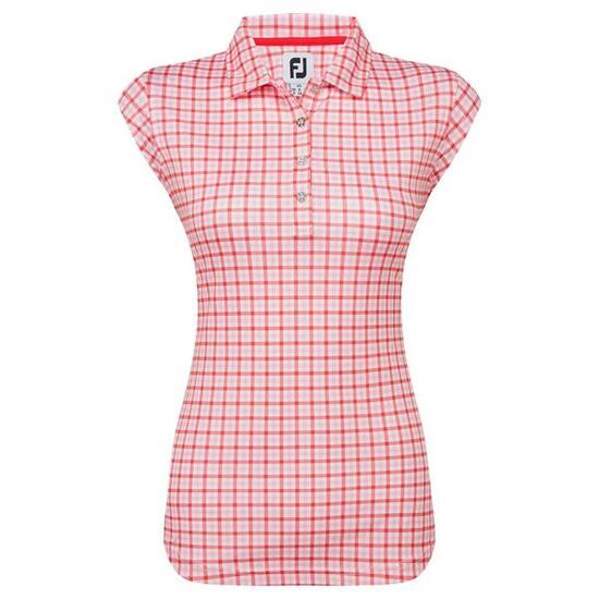 Polo de golf Footjoy à carreaux vichy pour femme, rouge