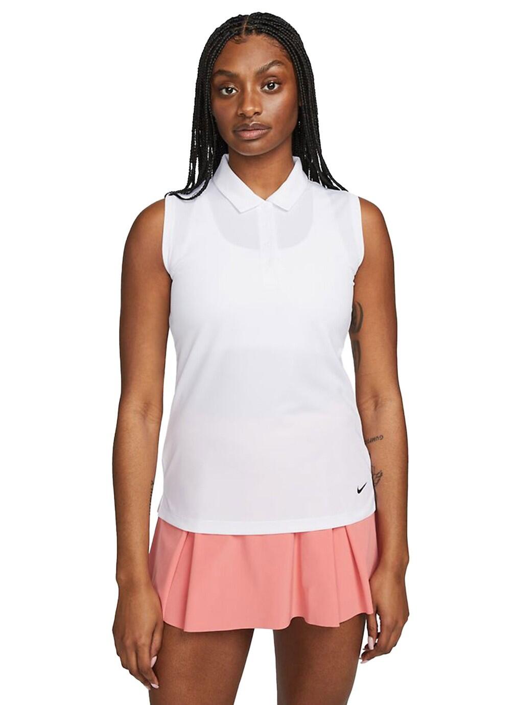 NIKE Ärmelloses Nike Dri-FIT Golfpoloshirt für Damen, Weiß