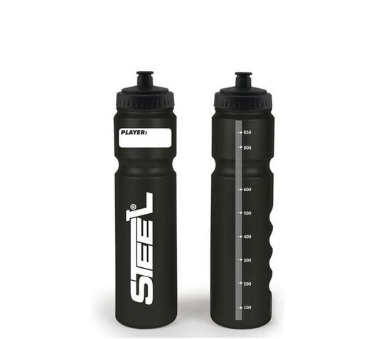 Hockey Trinkflasche STEEL Silver Safe 1.0L Kurzer Halm