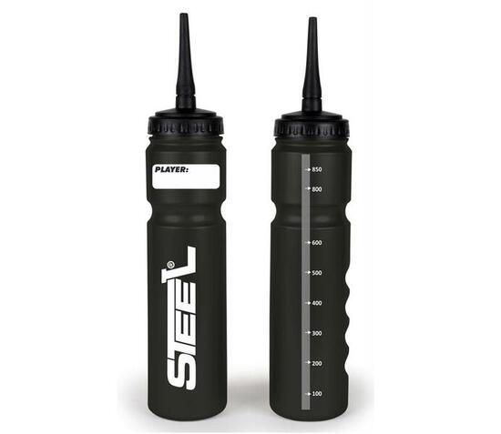 Hockey Trinkflasche STEEL Silver Safe 1.0L Langer Halm