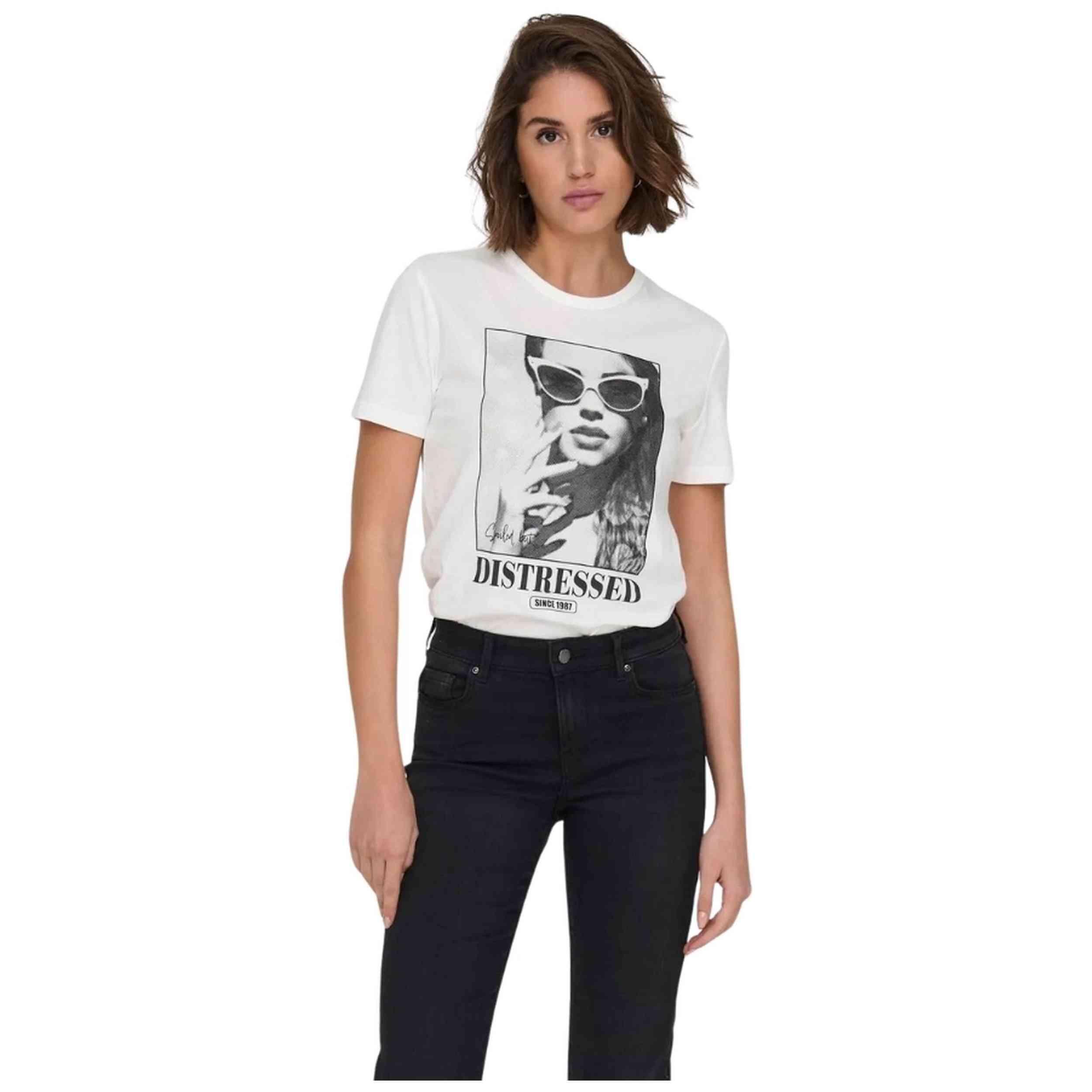 Only - T-shirt Only Modèle 15349684-cloud Pour Femmes - T-shirt Manches Courtes - Blanc - Decathlon