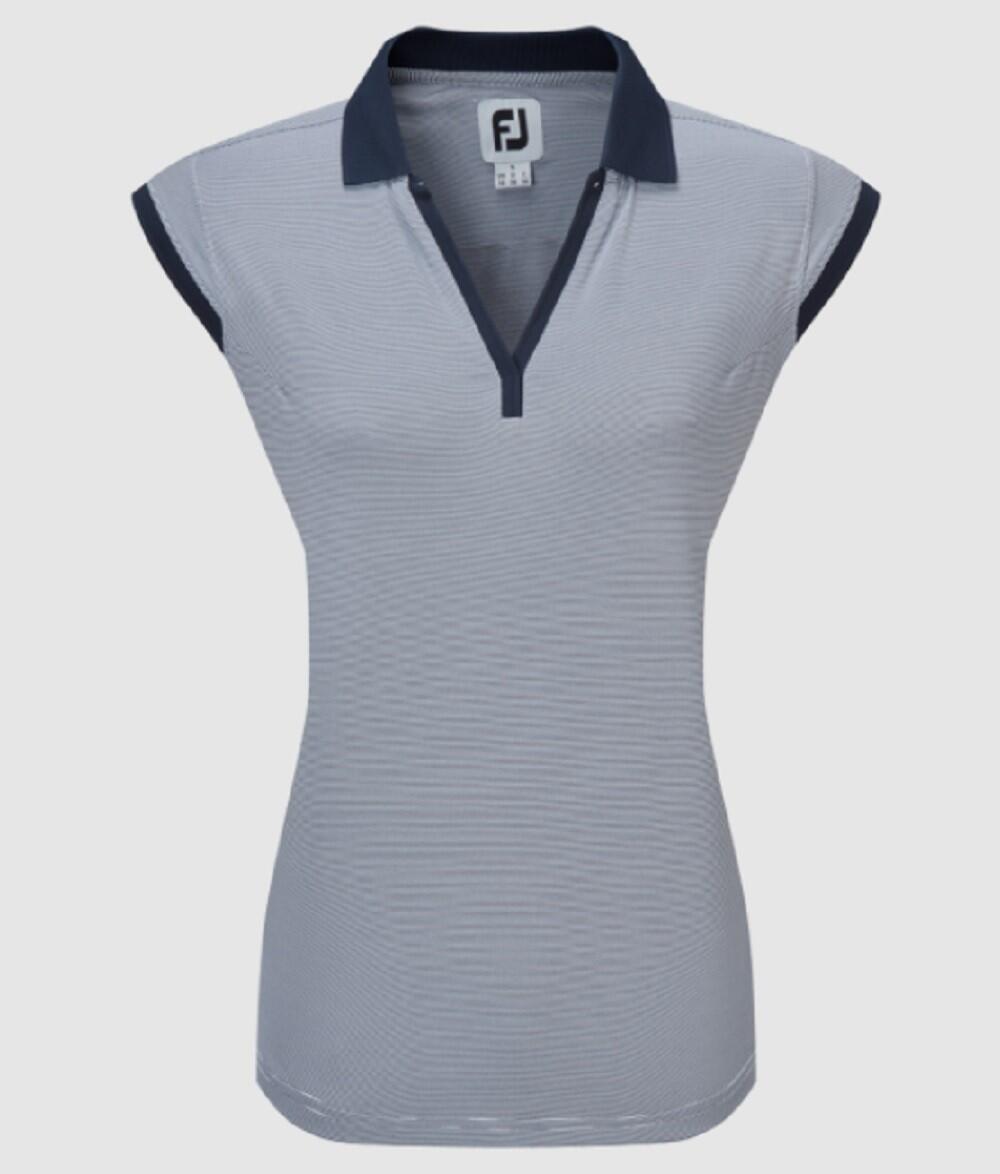 FOOTJOY Footjoy Damen-Golfpoloshirt „Lisle“ mit End-on-End-Streifen, Marineblau