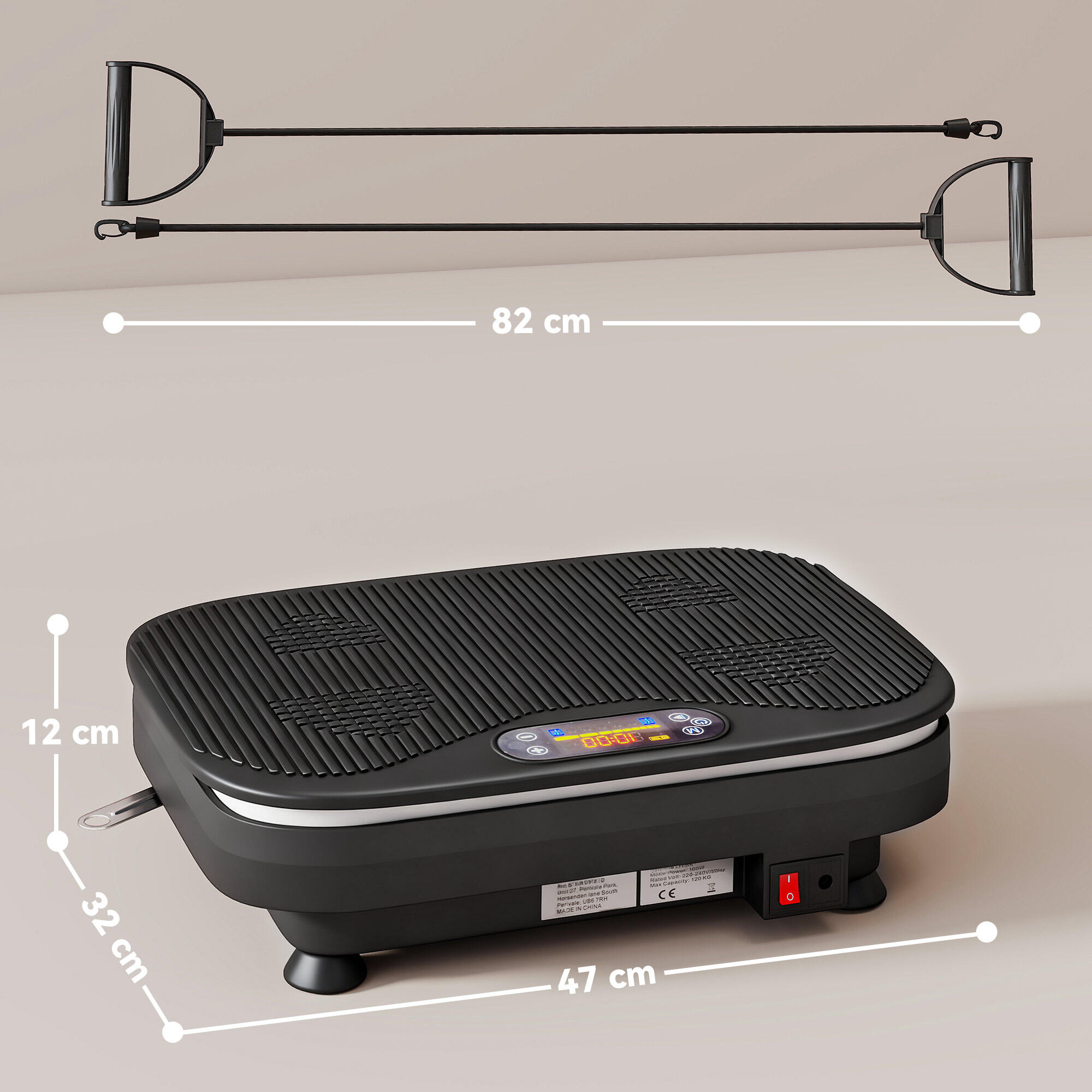 Plataforma vibrátória 47x32x12 cm preto SPORTNOW 3/5